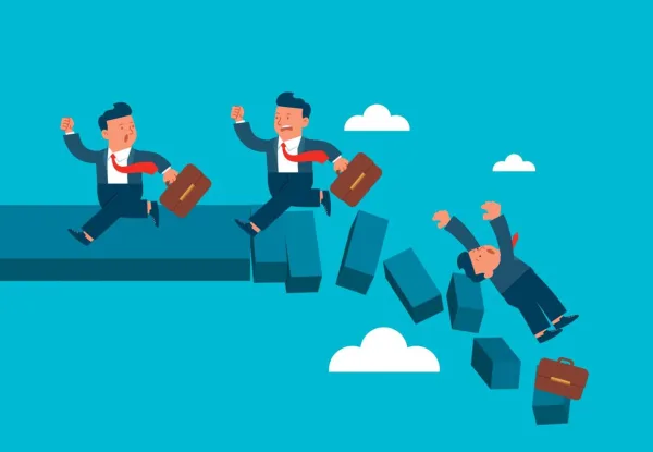 Illustration de compétition professionnelle et échec en entreprise
