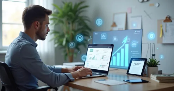 Analyste SEO surveillant les performances d'un site web et la croissance du trafic