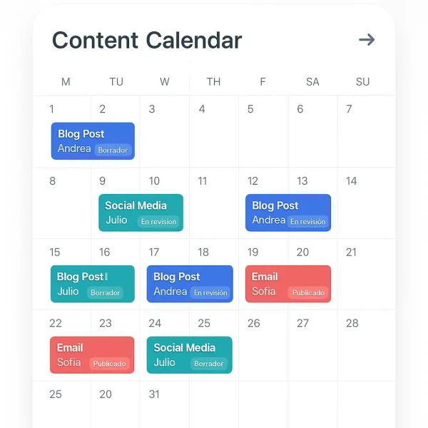Calendrier éditorial numérique pour la planification de contenu marketing