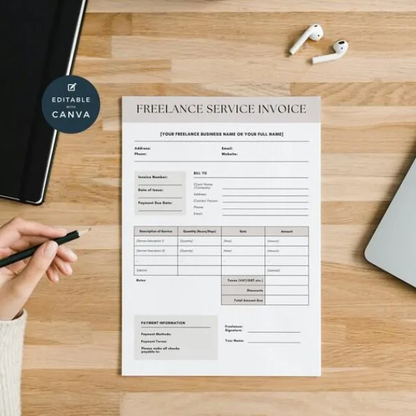 Modèle de facture freelance pour prestations de services professionnelles