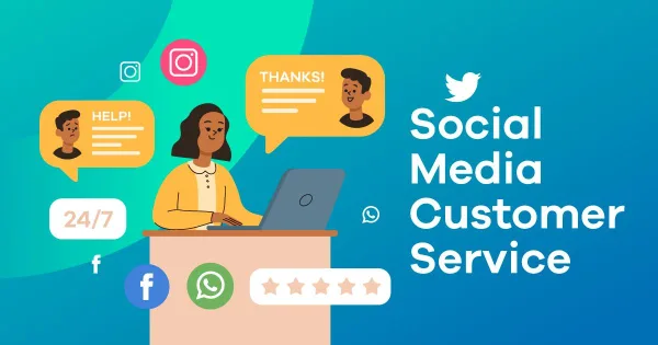 Illustration du service client sur les réseaux sociaux disponible 24h/24 et 7j/7